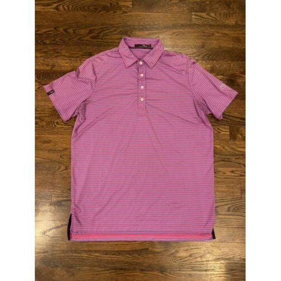 RLX Ralph‎ Lauren Stripes Golf Polo Shirt Men Large Pink Blue - Picture 2 of 7